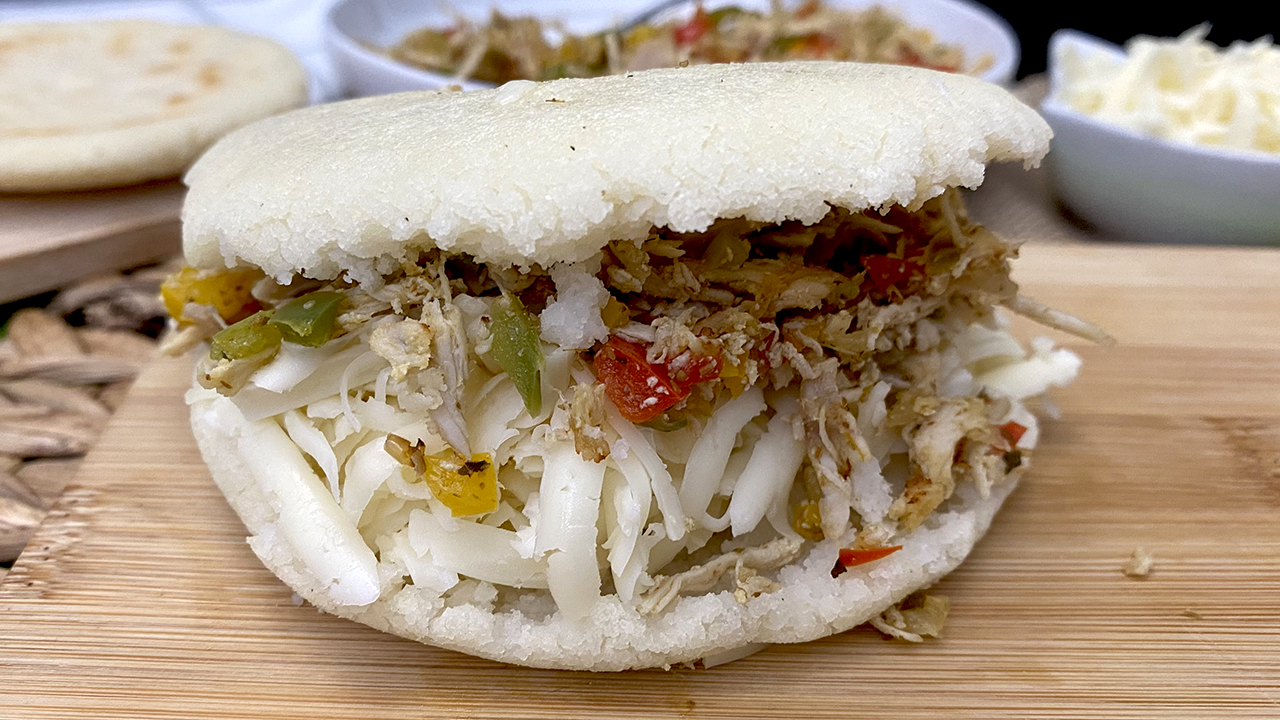 Chicken and cheese arepa