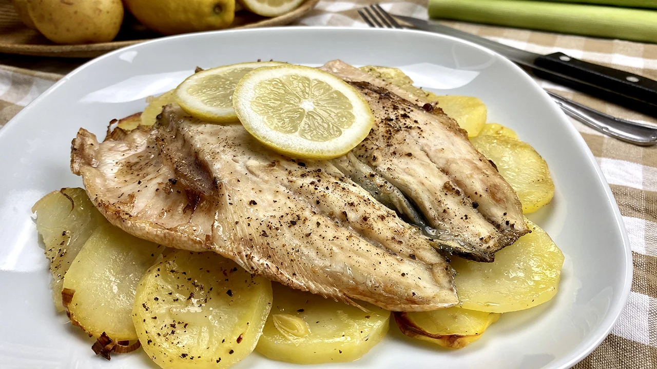 Baked sea bass with potatoes