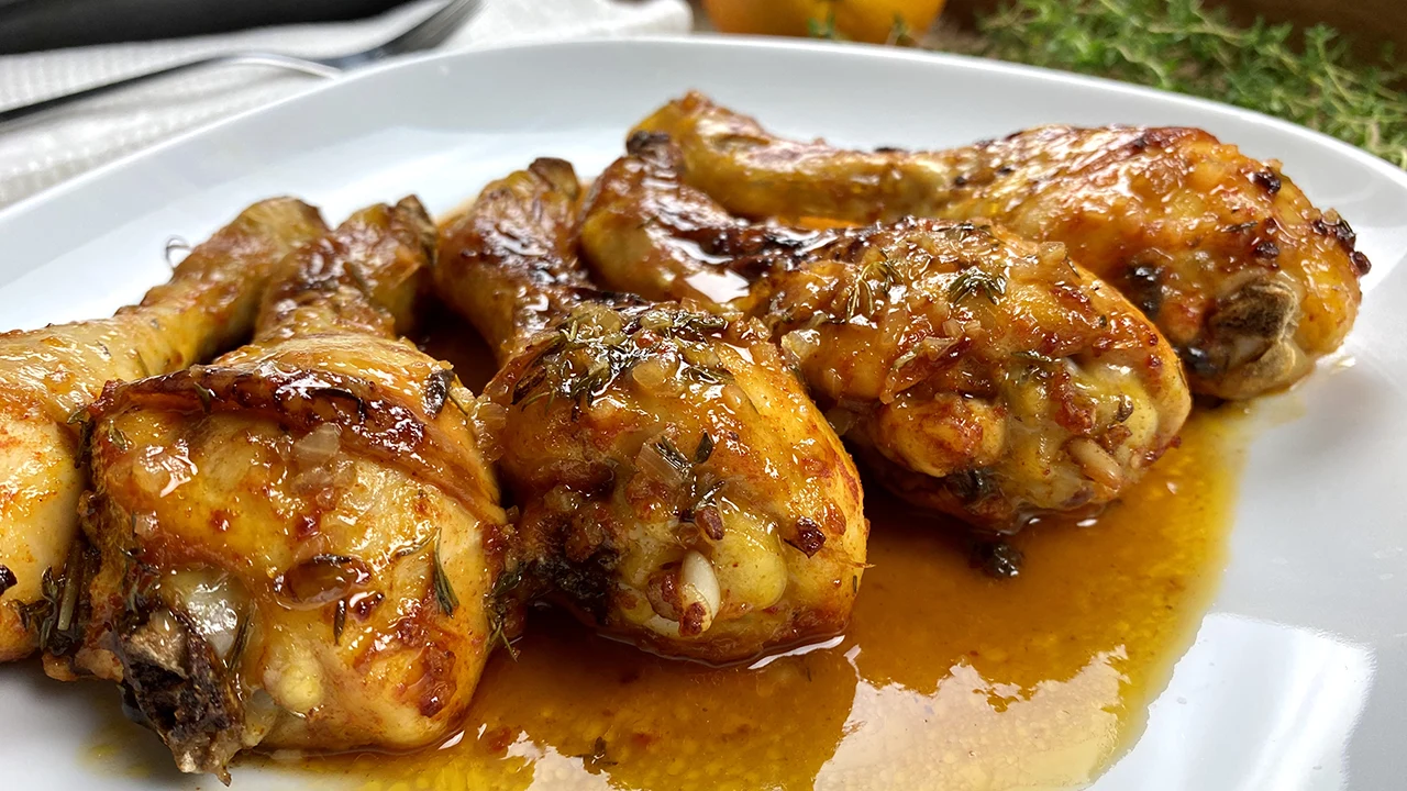 Chicken thighs in orange sauce