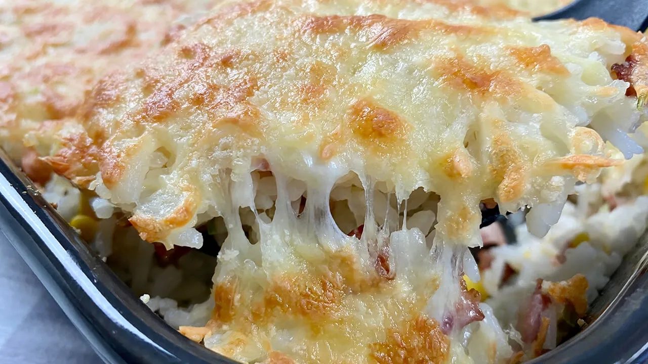 Baked rice au gratin