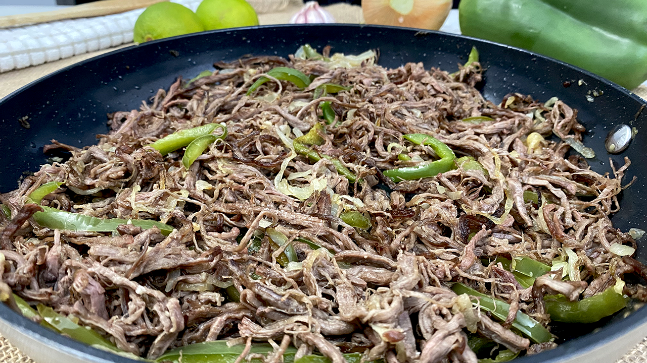 Cuban vaca frita, refried shredded meat