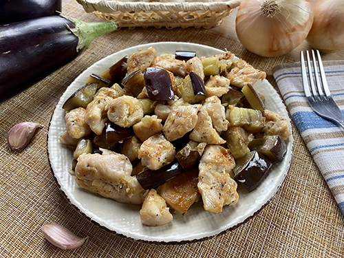 Chicken with eggplant