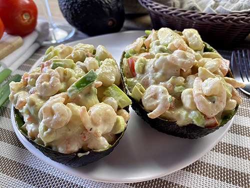 Avocado stuffed with shrimp