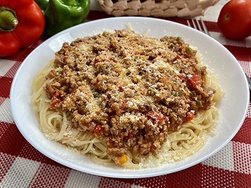 Spaghetti with minced meat