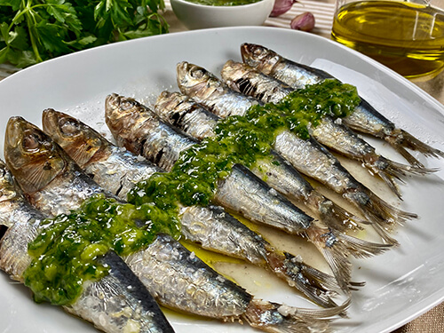 Sardines baked in the oven